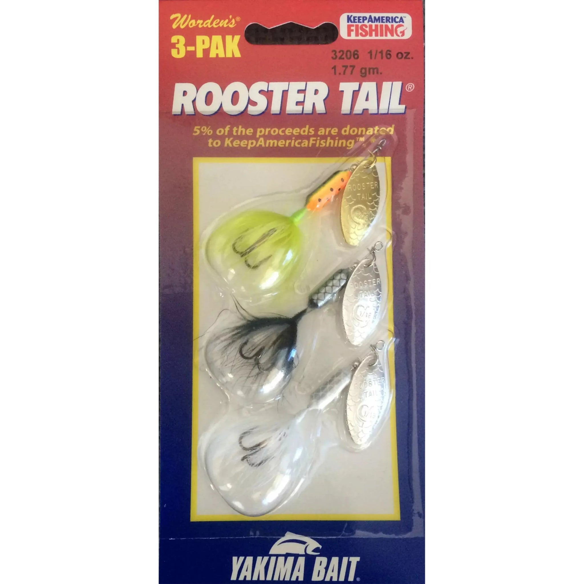 Worden's Rooster Tail 1/16 Oz 3 Pack