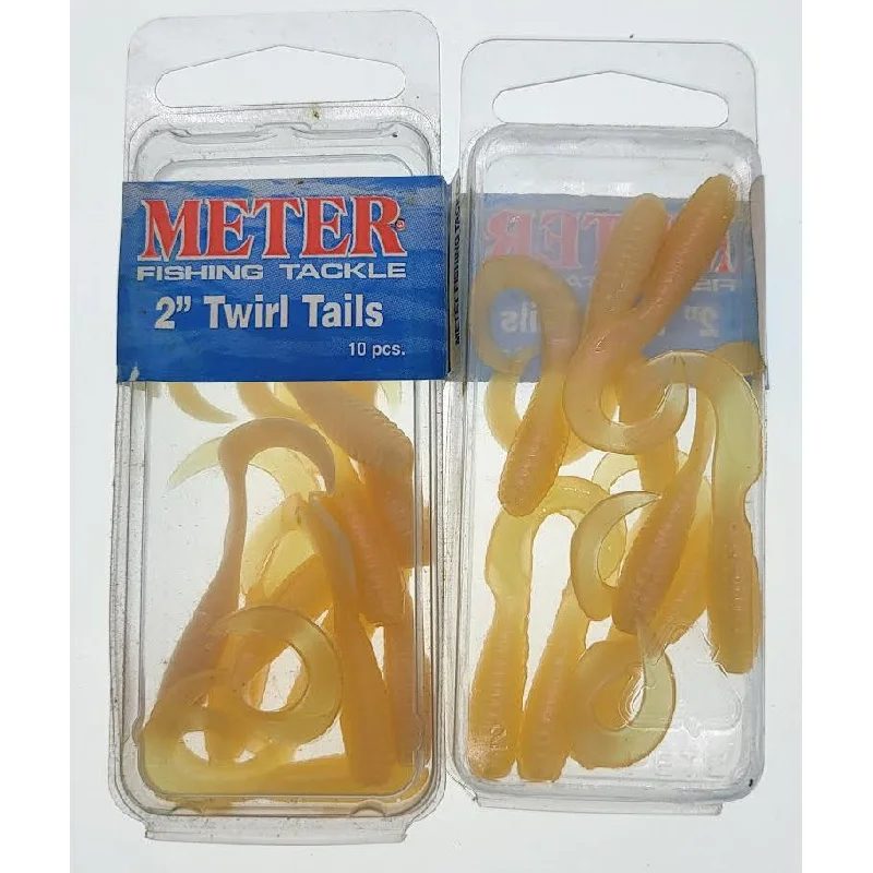 Meter Fishing Tackle Twirl Tails 2" Qty 10 Cream/Pink