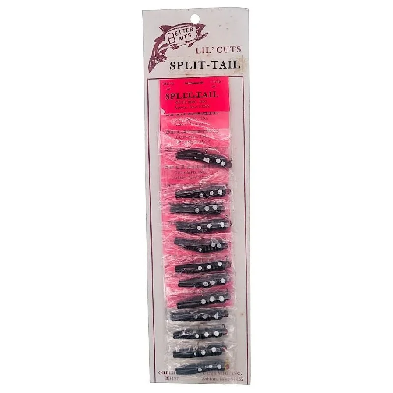 Better Baits Lil' Cuts Split Tail 1/32 Oz Card Of 12 Black/White Dots