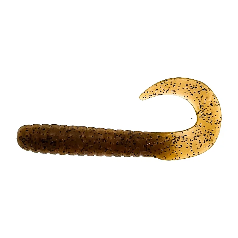 FAS Curly Tail Grub 3" Tan with Black Flake Qty 10