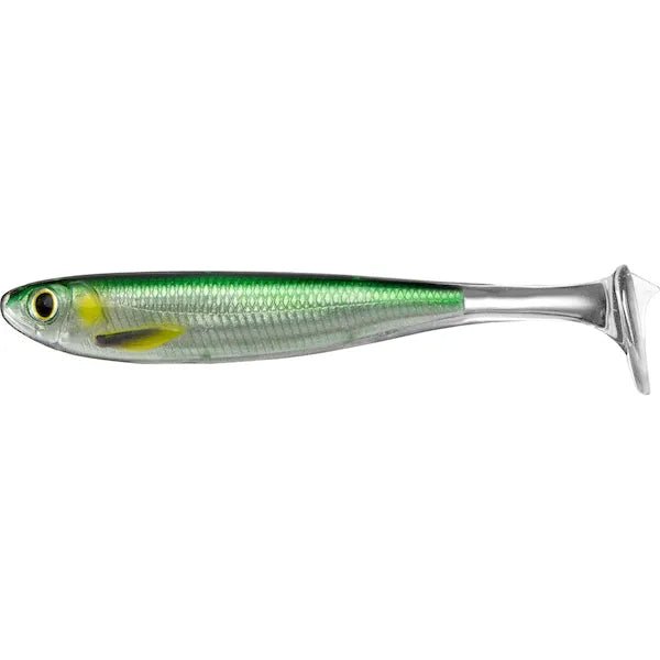 LiveTarget Slow Roll Paddle Tail Mullet 4" Silver/Green Qty 4