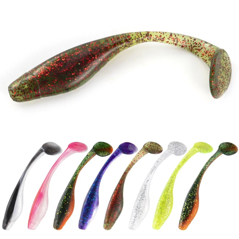 Dr.Fish 10pcs 8 Colors Flashing Glitter soft Baits 5.11'' 4oz