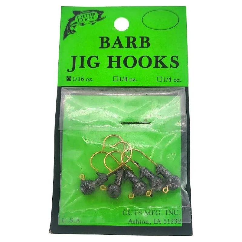 Better Baits Barb Jig Hooks 1/16 Oz Qty 6