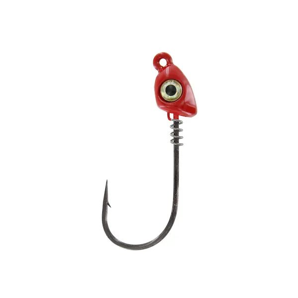 Mustad Spring Lock Jig Head 1/16 Oz 3/0 Hook Red Qty 4