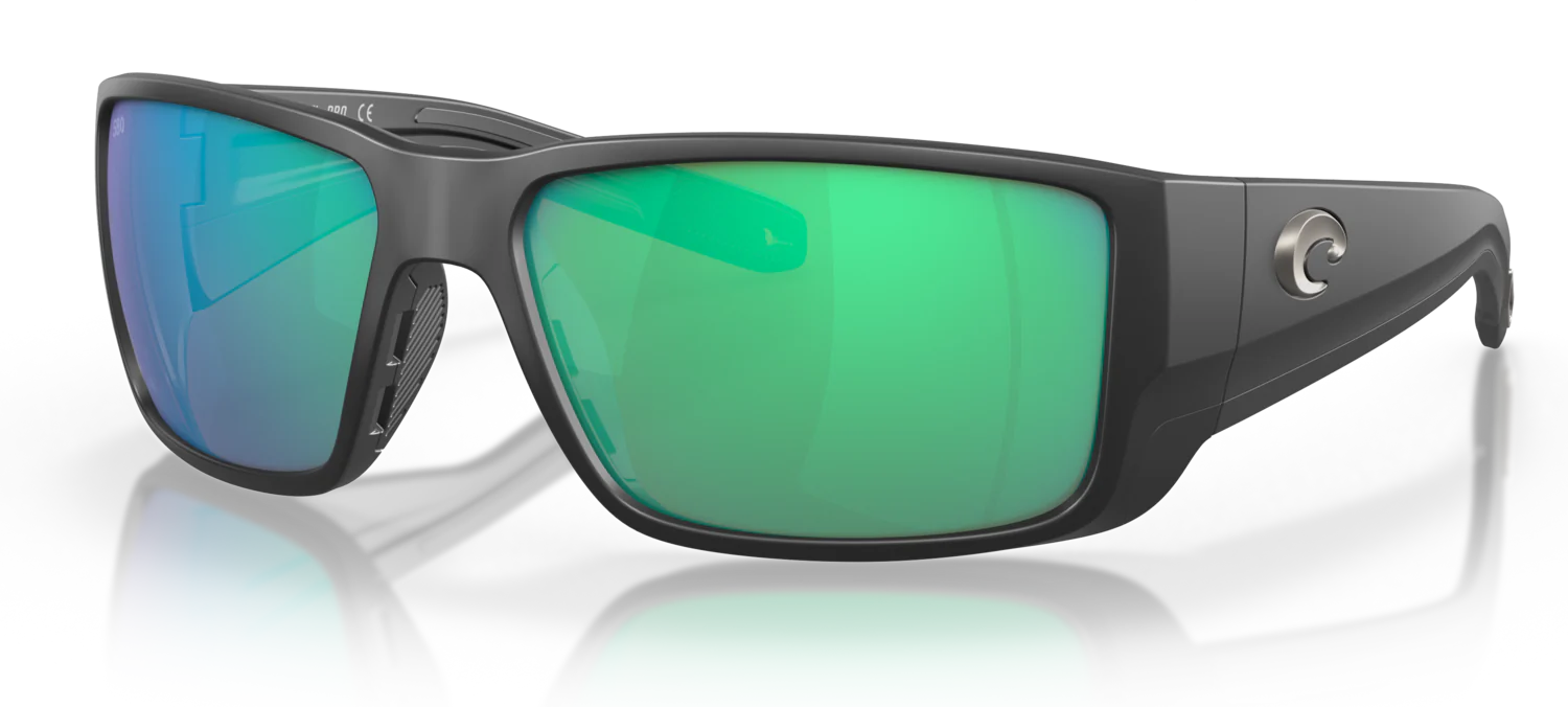 COSTA SUNGLASSES BLACKFIN PRO 11 MATTE BLACK W/GREEN MIRROR 580G