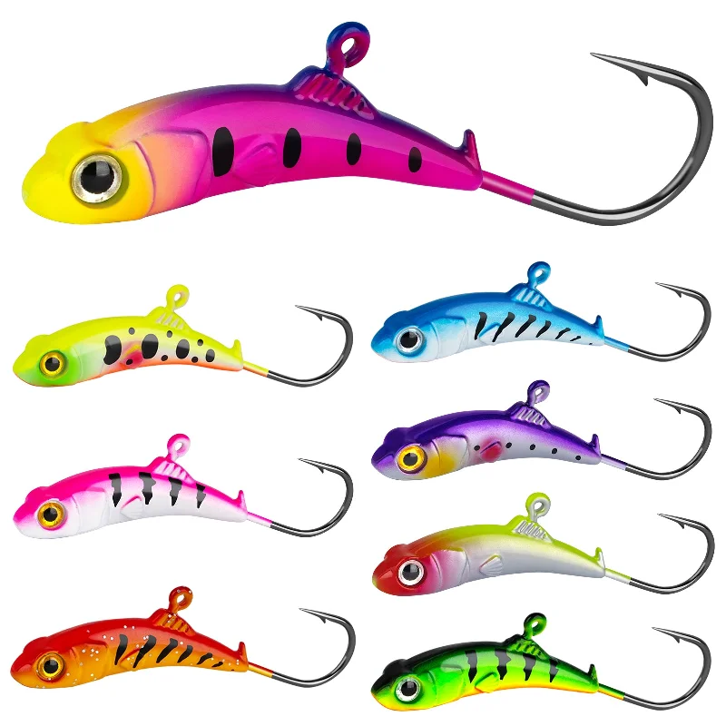 THKFISH 8PCS Ice Fishing Lures Jigs Heads Hooks Set