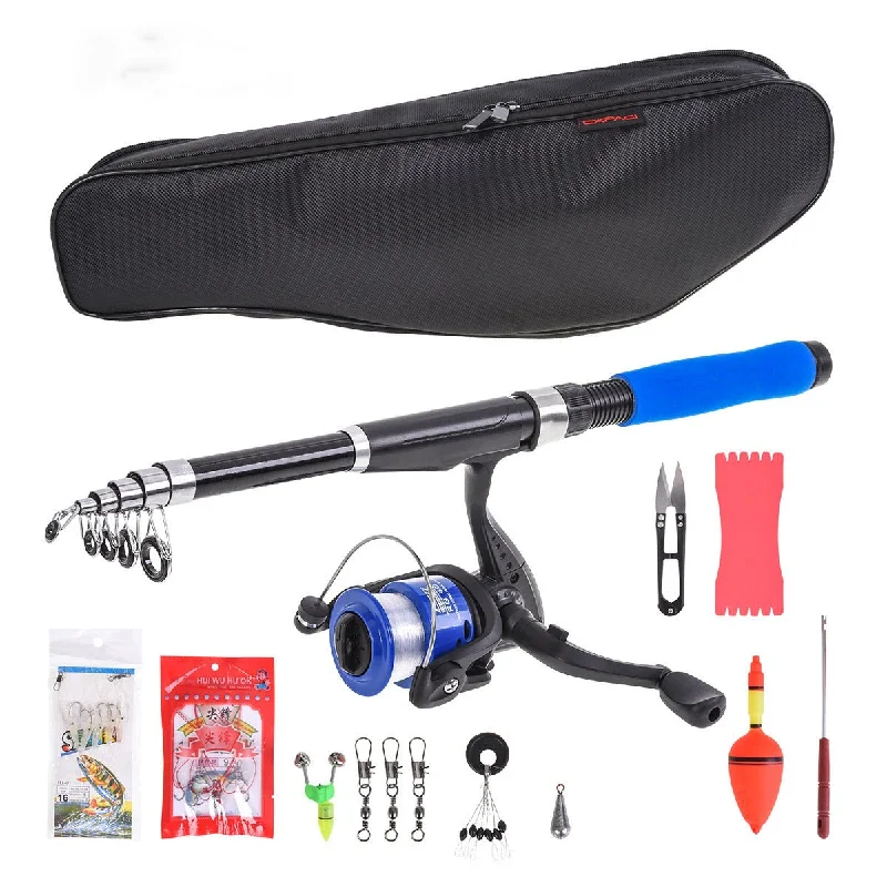 Blue EVA Sea Rod Set 2.1 Meters Beginner Fishing Rod Fishing Bag Bait Leisure Fishing Set