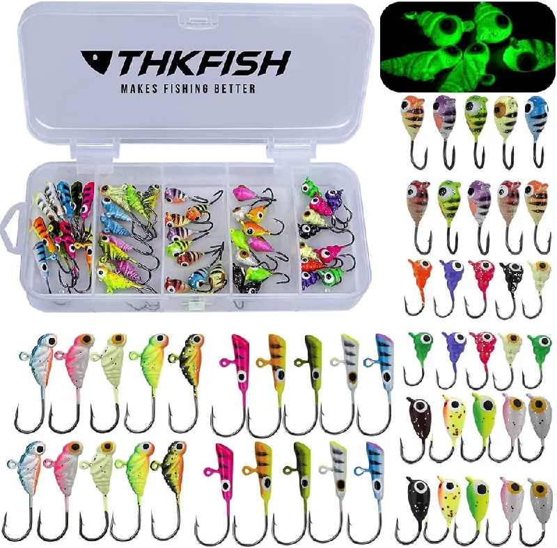 THKFISH 50PCS/31PCS Ice Fishing Jigs Heads Jigs Kit