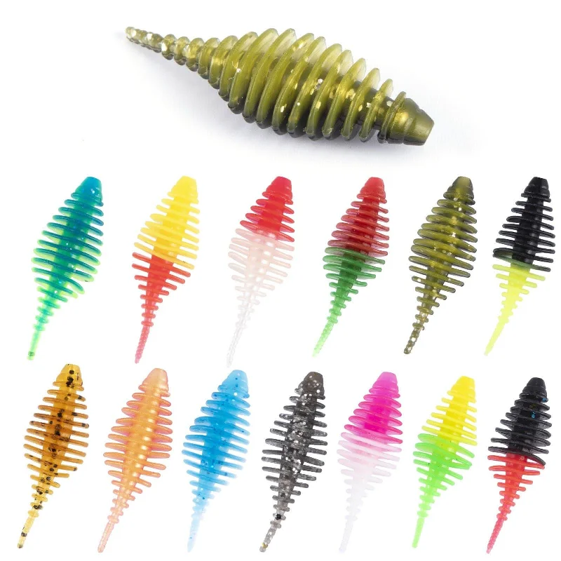 Dr.FIsh 10pcs Soft Plastic Ribbed Swimbait 1.4''