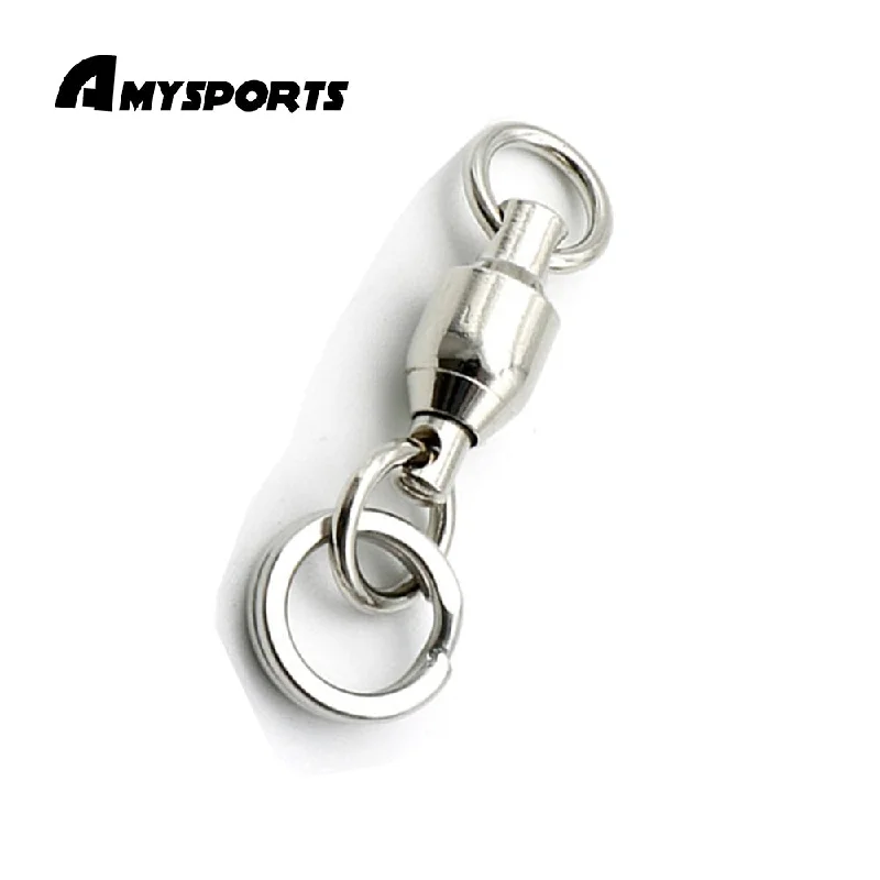 AMYSPORTS 5pcs/Pack Fishing Ball Bearing Swivels with Solid Split Rings (White)