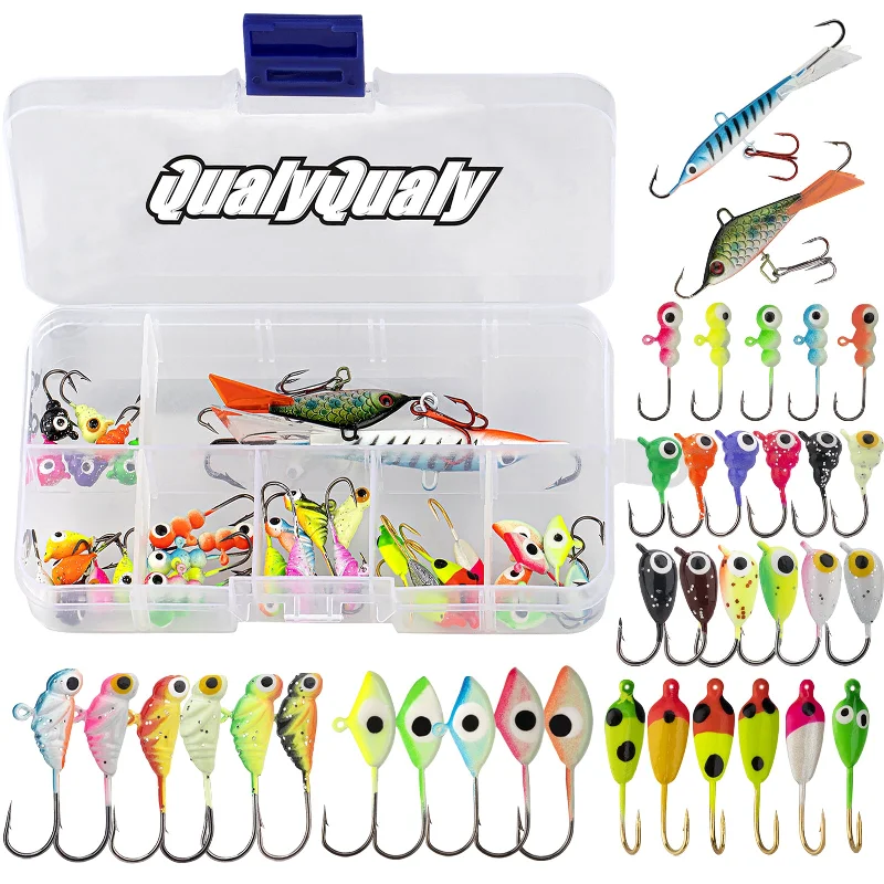 THKFISH 38PCS Ice Fishing Jigs Walleye Fishing Lures Crappie Jigs